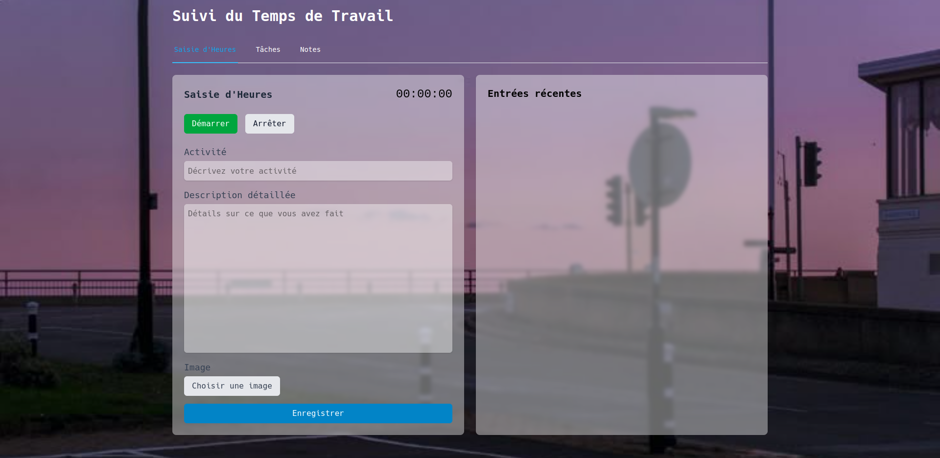 Web app. Suivie de temps